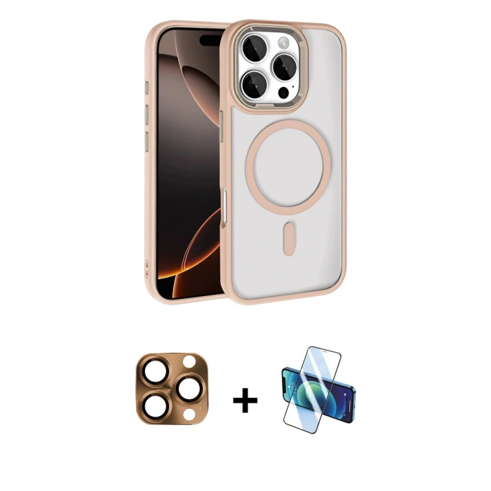 MARSİLYAN™- iPhone 16 Pro Max Kılıf Kıvılcım Prime - Siyah 3D Antistatik Cam Ekran Koruyucu + Pers Alüminyum Kamera Lens - CLTM