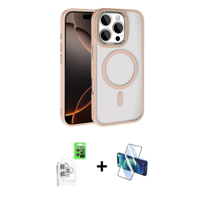 MARSİLYAN™- iPhone 16 Pro Max Kılıf Kıvılcım Prime - Siyah 3D Antistatik Cam Ekran Koruyucu + Raze Metal Kamera Lens - BZ