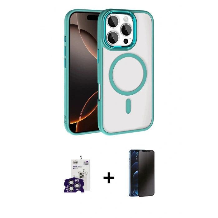 MARSİLYAN™- iPhone 16 Pro Max Kılıf Kıvılcım Prime - Siyah 3D Antistatik Hayalet Cam Ekran Koruyucu + Bilvis Titan Kamera Lens - TMGI