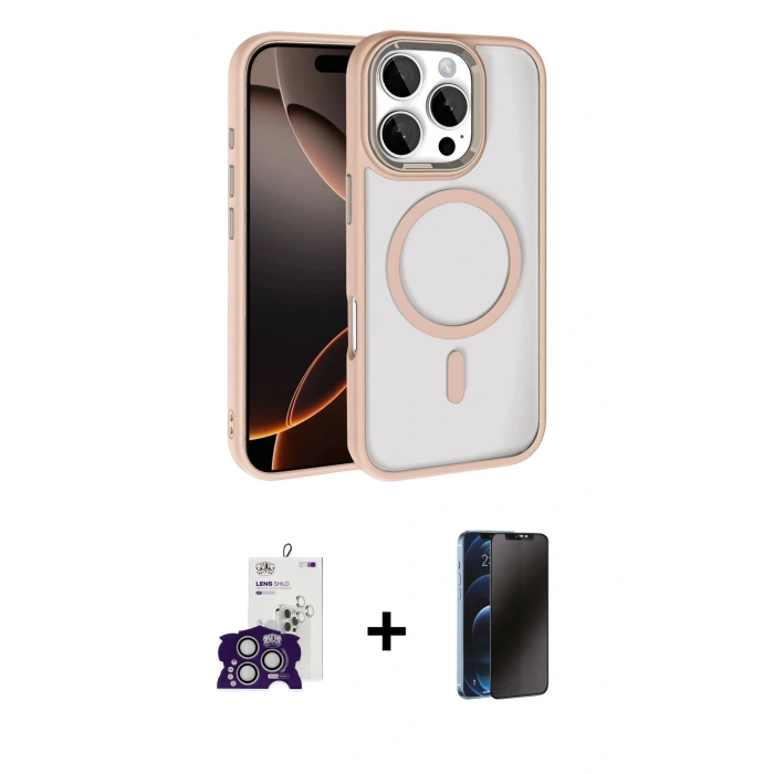 MARSİLYAN™- iPhone 16 Pro Max Kılıf Kıvılcım Prime - Siyah 3D Antistatik Hayalet Cam Ekran Koruyucu + Bilvis Titan Kamera Lens - GS