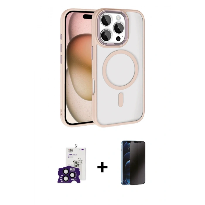 MARSİLYAN™- iPhone 16 Pro Max Kılıf Kıvılcım Prime - Siyah 3D Antistatik Hayalet Cam Ekran Koruyucu + Bilvis Titan Kamera Lens - SH