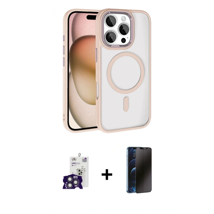 MARSİLYAN™- iPhone 16 Pro Max Kılıf Kıvılcım Prime - Siyah 3D Antistatik Hayalet Cam Ekran Koruyucu + Bilvis Titan Kamera Lens - TMGI