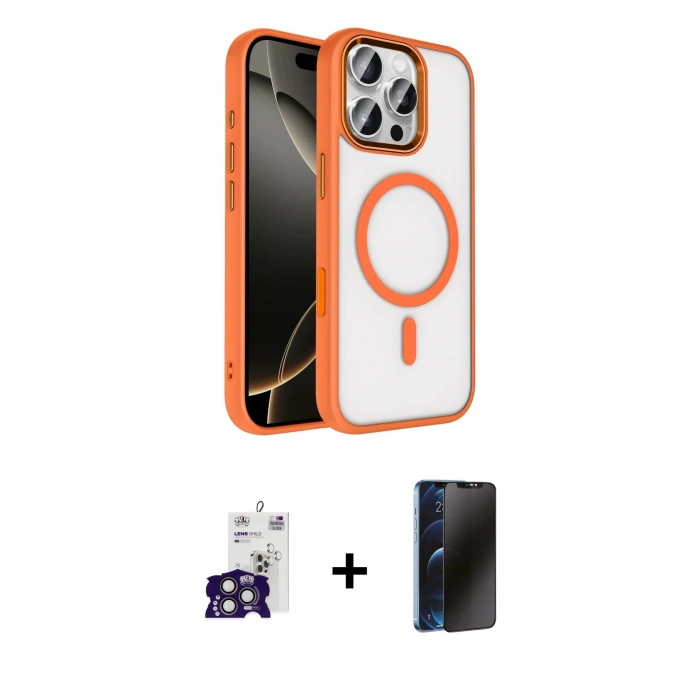 MARSİLYAN™- iPhone 16 Pro Max Kılıf Kıvılcım Prime - Siyah 3D Antistatik Hayalet Cam Ekran Koruyucu + Bilvis Titan Kamera Lens - TMGI