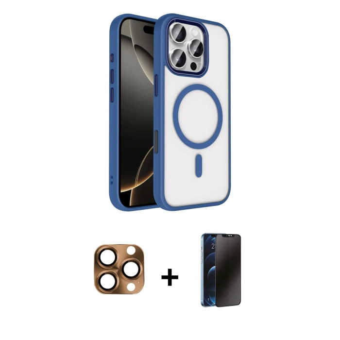 MARSİLYAN™- iPhone 16 Pro Max Kılıf Kıvılcım Prime - Siyah 3D Antistatik Hayalet Cam Ekran Koruyucu + Pers Alüminyum Kamera Lens - CLTM