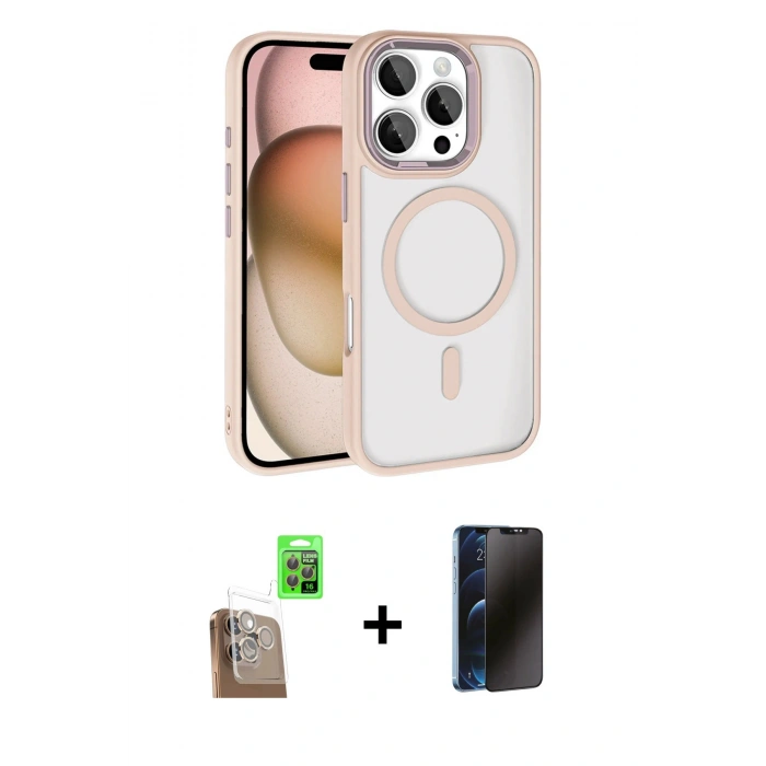 MARSİLYAN™- iPhone 16 Pro Max Kılıf Kıvılcım Prime - Siyah 3D Antistatik Hayalet Cam Ekran Koruyucu + Raze Metal Kamera Lens - CLTM