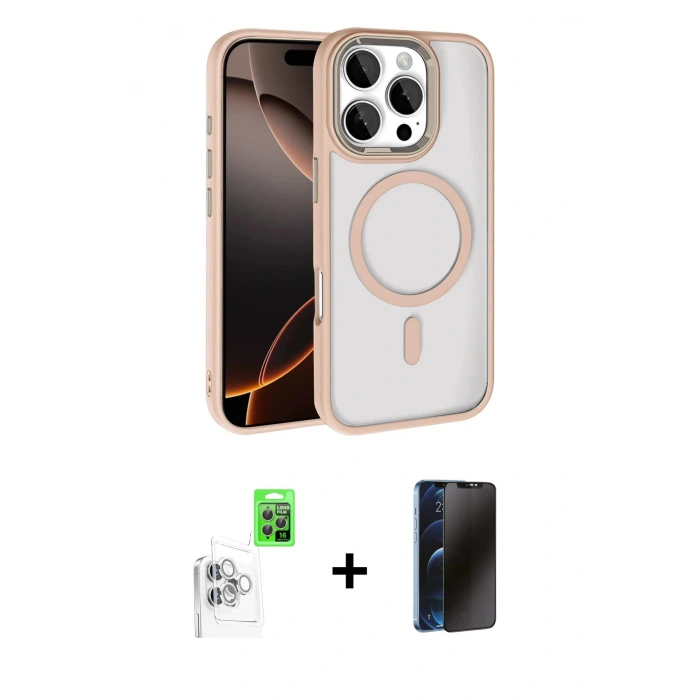 MARSİLYAN™- iPhone 16 Pro Max Kılıf Kıvılcım Prime - Siyah 3D Antistatik Hayalet Cam Ekran Koruyucu + Raze Metal Kamera Lens - BZ