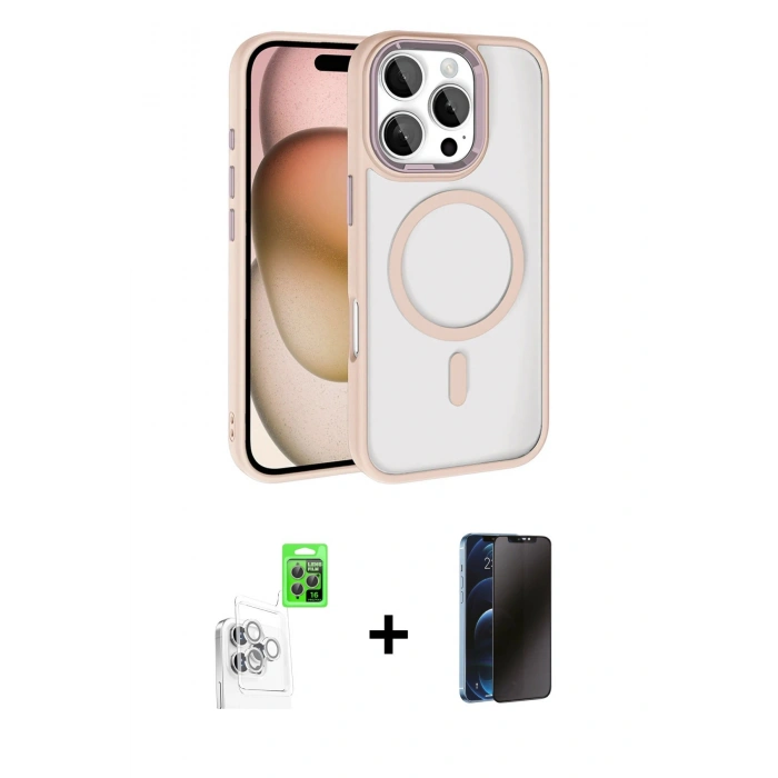 MARSİLYAN™- iPhone 16 Pro Max Kılıf Kıvılcım Prime - Siyah 3D Antistatik Hayalet Cam Ekran Koruyucu + Raze Metal Kamera Lens - BZ