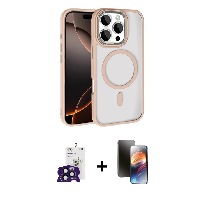 MARSİLYAN™- iPhone 16 Pro Max Kılıf Kıvılcım Prime - Siyah 3D Antistatik Mat Seramik Nano Ekran Koruyucu + Bilvis Titan Kamera Lens - SH