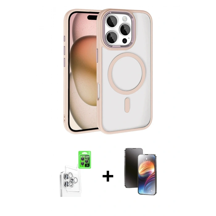 MARSİLYAN™- iPhone 16 Pro Max Kılıf Kıvılcım Prime - Siyah 3D Antistatik Mat Seramik Nano Ekran Koruyucu + Raze Metal Kamera Lens - BZ