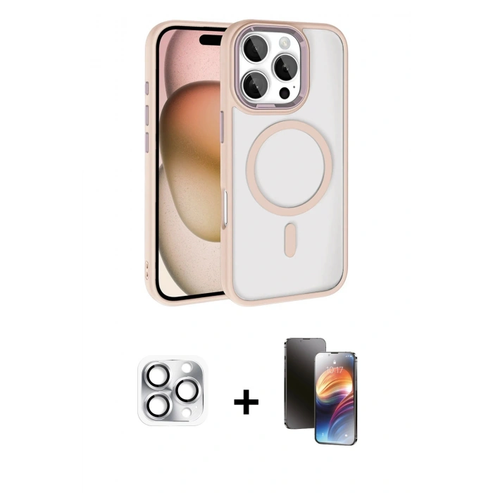 MARSİLYAN™- iPhone 16 Pro Max Kılıf Kıvılcım Prime - Siyah 3D Antistatik Mat Seramik Nano Ekran Koruyucu + Pers Alüminyum Kamera Lens - GS