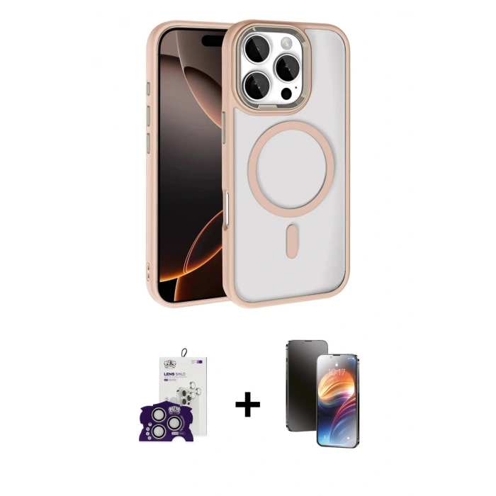 MARSİLYAN™- iPhone 16 Pro Max Kılıf Kıvılcım Prime - Siyah 3D Antistatik Mat Seramik Nano Ekran Koruyucu + Bilvis Titan Kamera Lens - GS
