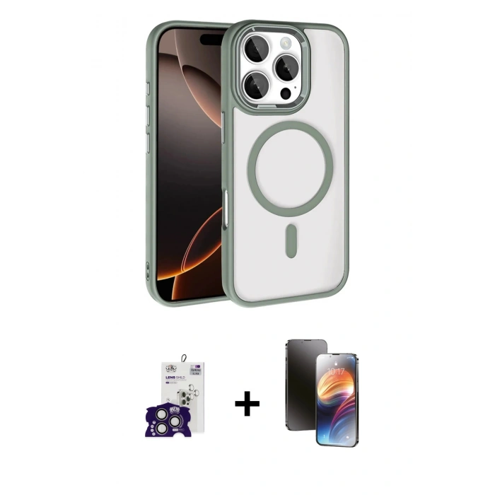 MARSİLYAN™- iPhone 16 Pro Max Kılıf Kıvılcım Prime - Siyah 3D Antistatik Mat Seramik Nano Ekran Koruyucu + Bilvis Titan Kamera Lens - TMGI