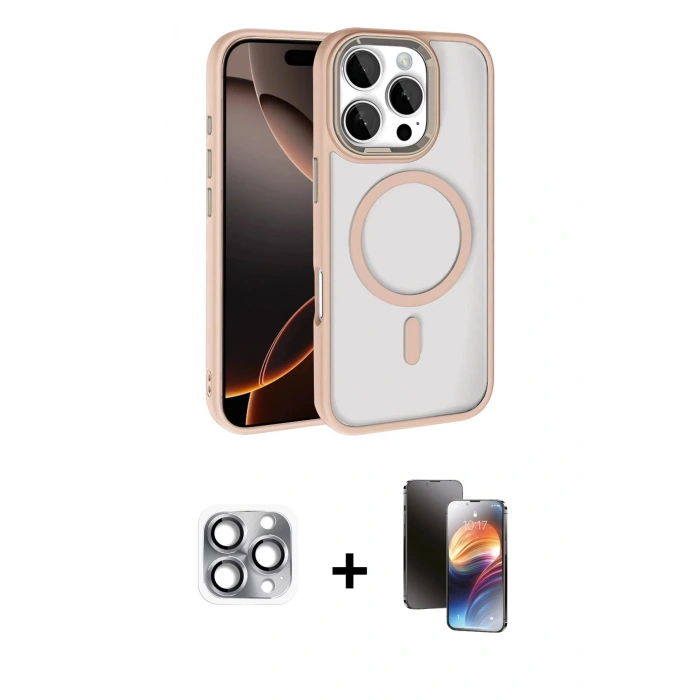 MARSİLYAN™- iPhone 16 Pro Max Kılıf Kıvılcım Prime - Siyah 3D Antistatik Mat Seramik Nano Ekran Koruyucu + Pers Alüminyum Kamera Lens - GI