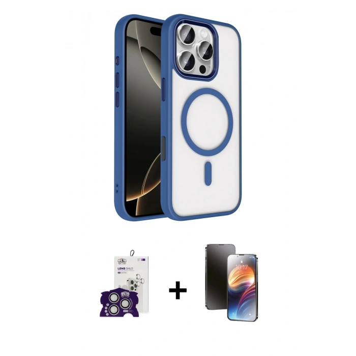 MARSİLYAN™- iPhone 16 Pro Max Kılıf Kıvılcım Prime - Siyah 3D Antistatik Mat Seramik Nano Ekran Koruyucu + Bilvis Titan Kamera Lens - GS