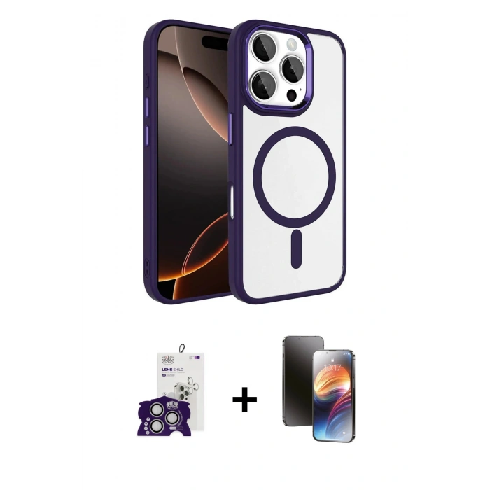MARSİLYAN™- iPhone 16 Pro Max Kılıf Kıvılcım Prime - Siyah 3D Antistatik Mat Seramik Nano Ekran Koruyucu + Bilvis Titan Kamera Lens - GS