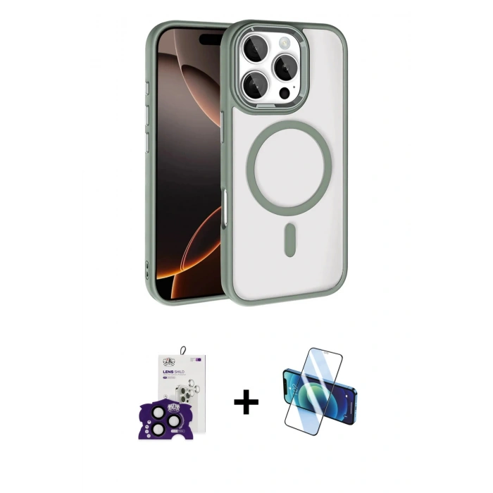 MARSİLYAN™- iPhone 16 Pro Max Kılıf Kıvılcım Prime - Siyah 3D Antistatik Seramik Nano Ekran Koruyucu + Bilvis Titan Kamera Lens - SH