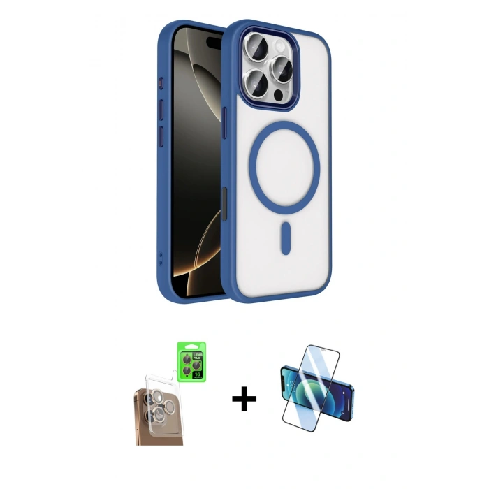 MARSİLYAN™- iPhone 16 Pro Max Kılıf Kıvılcım Prime - Siyah 3D Antistatik Seramik Nano Ekran Koruyucu + Raze Metal Kamera Lens - CLTM