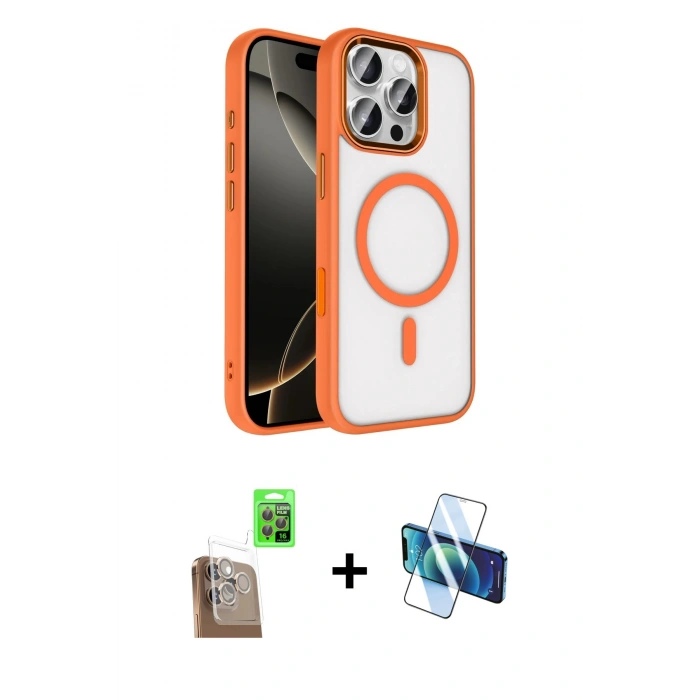 MARSİLYAN™- iPhone 16 Pro Max Kılıf Kıvılcım Prime - Siyah 3D Antistatik Seramik Nano Ekran Koruyucu + Raze Metal Kamera Lens - CLTM