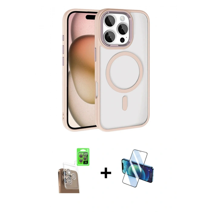 MARSİLYAN™- iPhone 16 Pro Max Kılıf Kıvılcım Prime - Siyah 3D Antistatik Seramik Nano Ekran Koruyucu + Raze Metal Kamera Lens - CLTM