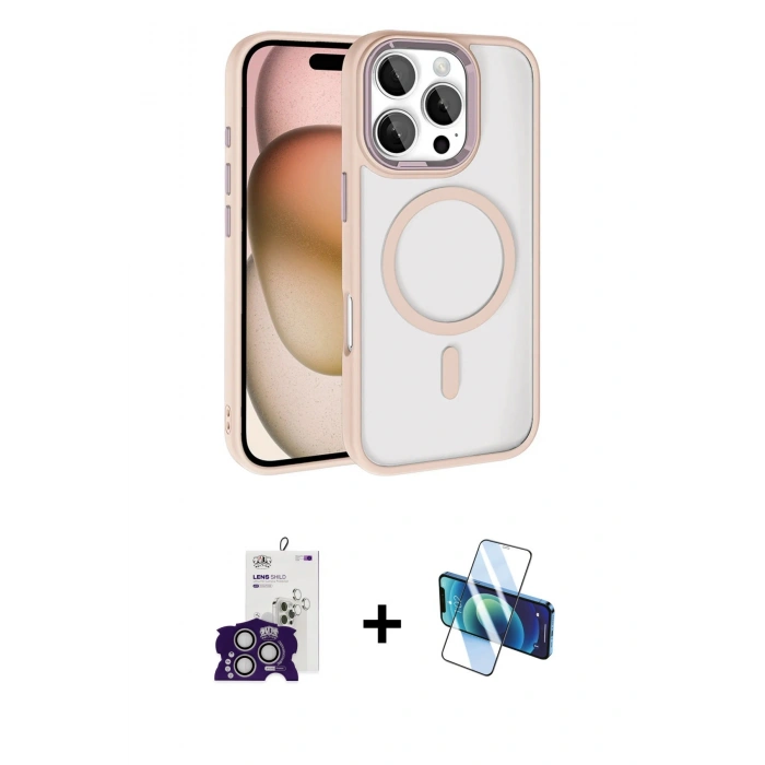 MARSİLYAN™- iPhone 16 Pro Max Kılıf Kıvılcım Prime - Siyah 3D Antistatik Seramik Nano Ekran Koruyucu + Bilvis Titan Kamera Lens - GS