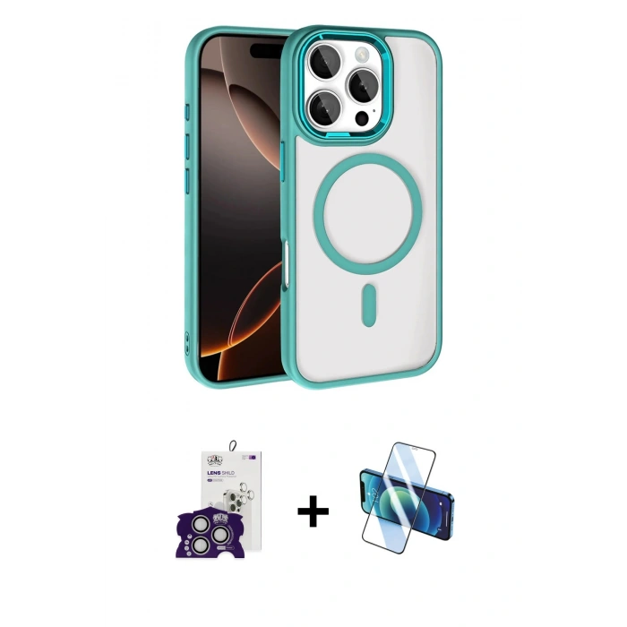 MARSİLYAN™- iPhone 16 Pro Max Kılıf Kıvılcım Prime - Siyah 3D Antistatik Seramik Nano Ekran Koruyucu + Bilvis Titan Kamera Lens - GS