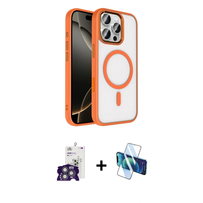 MARSİLYAN™- iPhone 16 Pro Max Kılıf Kıvılcım Prime - Siyah 3D Antistatik Seramik Nano Ekran Koruyucu + Bilvis Titan Kamera Lens - GS