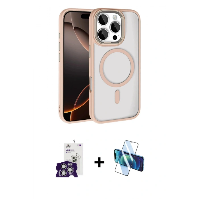 MARSİLYAN™- iPhone 16 Pro Max Kılıf Kıvılcım Prime - Siyah 3D Antistatik Seramik Nano Ekran Koruyucu + Bilvis Titan Kamera Lens - GS