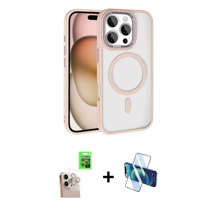 MARSİLYAN™- iPhone 16 Pro Max Kılıf Kıvılcım Prime - Siyah 3D Antistatik Seramik Nano Ekran Koruyucu + Raze Metal Kamera Lens - NLGY