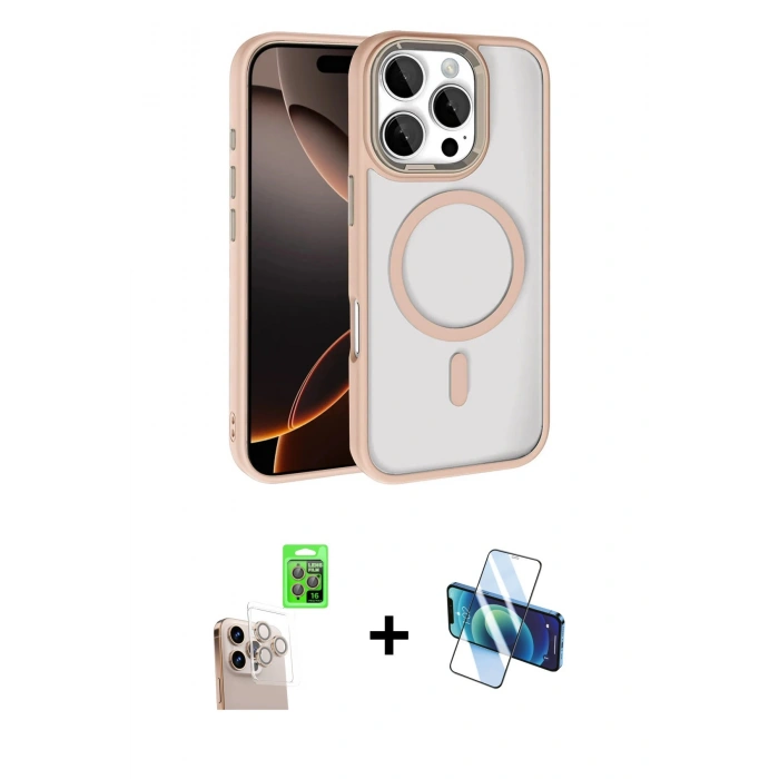 MARSİLYAN™- iPhone 16 Pro Max Kılıf Kıvılcım Prime - Siyah 3D Antistatik Seramik Nano Ekran Koruyucu + Raze Metal Kamera Lens - NLGY