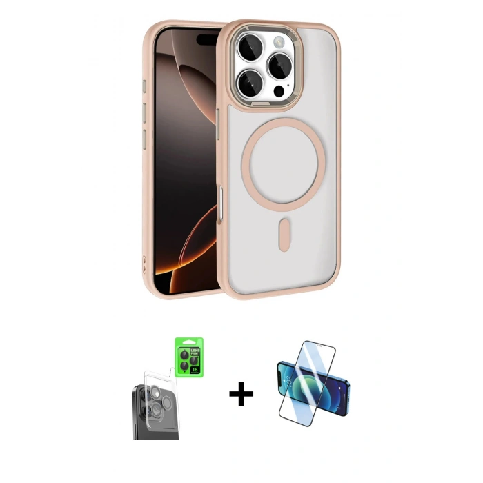 MARSİLYAN™- iPhone 16 Pro Max Kılıf Kıvılcım Prime - Siyah 3D Antistatik Seramik Nano Ekran Koruyucu + Raze Metal Kamera Lens - SH