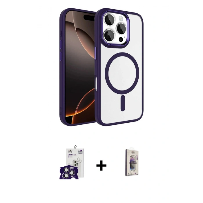 MARSİLYAN™- iPhone 16 Pro Max Kılıf Kıvılcım Prime - Siyah Bilvis 3D Cam Ekran Koruyucu + Bilvis Titan Kamera Lens - TMGI
