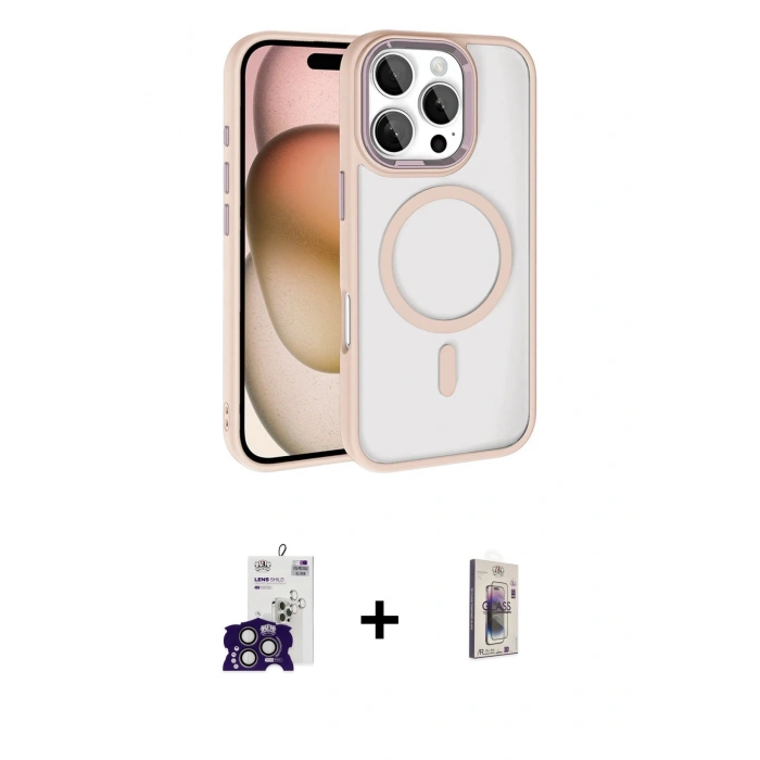 MARSİLYAN™- iPhone 16 Pro Max Kılıf Kıvılcım Prime - Siyah Bilvis 3D Cam Ekran Koruyucu + Bilvis Titan Kamera Lens - TMGI