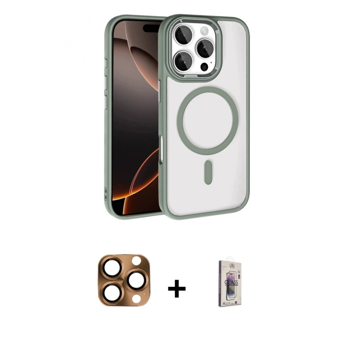 MARSİLYAN™- iPhone 16 Pro Max Kılıf Kıvılcım Prime - Siyah Bilvis 3D Cam Ekran Koruyucu + Pers Alüminyum Kamera Lens - CLTM