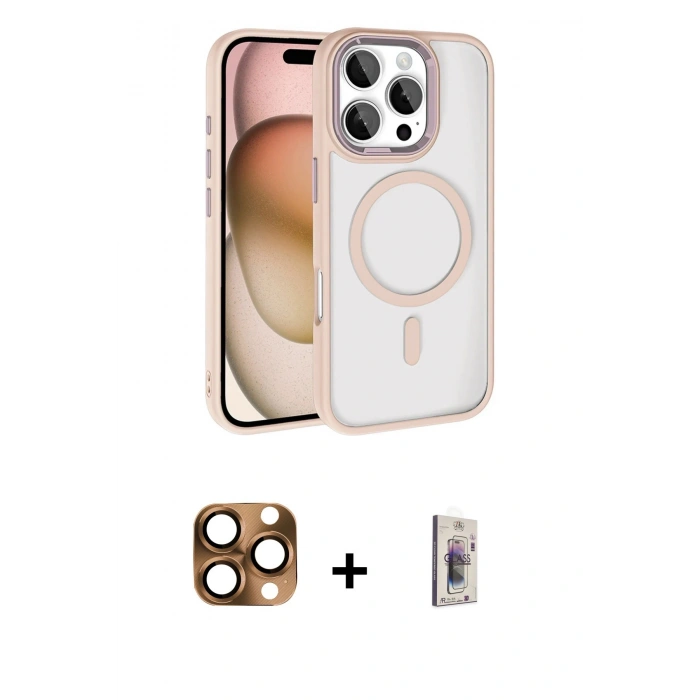 MARSİLYAN™- iPhone 16 Pro Max Kılıf Kıvılcım Prime - Siyah Bilvis 3D Cam Ekran Koruyucu + Pers Alüminyum Kamera Lens - CLTM