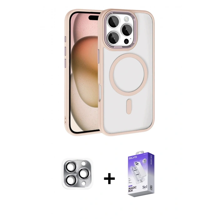 MARSİLYAN™- iPhone 16 Pro Max Kılıf Kıvılcım Prime - Siyah Bilvis 5in1 3D Magic Cam Ekran Koruyucu + Pers Alüminyum Kamera Lens - GI