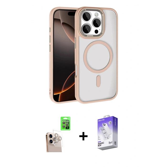 MARSİLYAN™- iPhone 16 Pro Max Kılıf Kıvılcım Prime - Siyah Bilvis 5in1 3D Magic Cam Ekran Koruyucu + Raze Metal Kamera Lens - NLGY