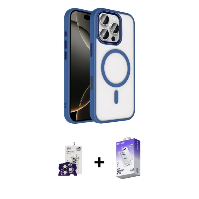 MARSİLYAN™- iPhone 16 Pro Max Kılıf Kıvılcım Prime - Siyah Bilvis 5in1 3D Magic Cam Ekran Koruyucu + Bilvis Titan Kamera Lens - TMGI