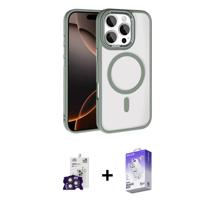 MARSİLYAN™- iPhone 16 Pro Max Kılıf Kıvılcım Prime - Siyah Bilvis 5in1 3D Magic Cam Ekran Koruyucu + Bilvis Titan Kamera Lens - TMGI