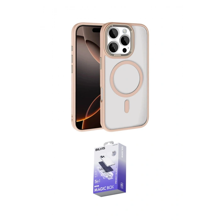 MARSİLYAN™- iPhone 16 Pro Max Kılıf Kıvılcım Prime - Siyah Bilvis 5in1 5D Magic Hayalet Cam Ekran Koruyucu