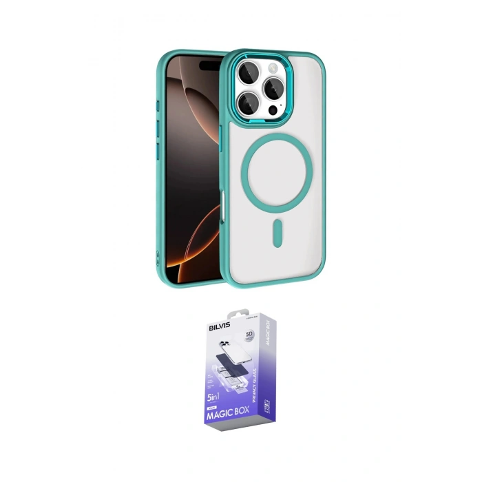 MARSİLYAN™- iPhone 16 Pro Max Kılıf Kıvılcım Prime - Siyah Bilvis 5in1 5D Magic Hayalet Cam Ekran Koruyucu