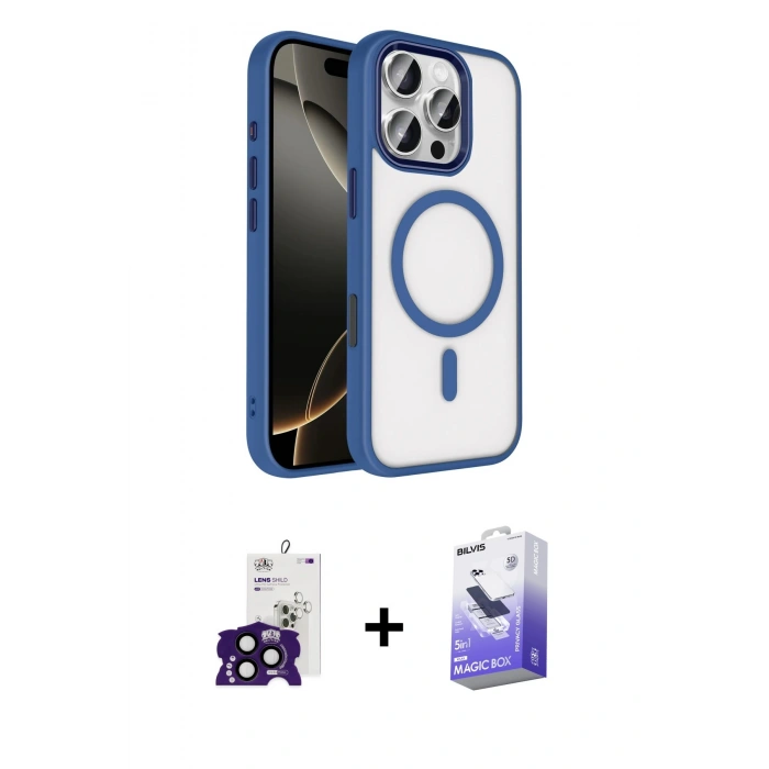 MARSİLYAN™- iPhone 16 Pro Max Kılıf Kıvılcım Prime - Siyah Bilvis 5in1 5D Magic Hayalet Cam Ekran Koruyucu + Bilvis Titan Kamera Lens - SH