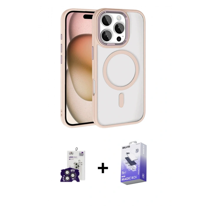 MARSİLYAN™- iPhone 16 Pro Max Kılıf Kıvılcım Prime - Siyah Bilvis 5in1 5D Magic Hayalet Cam Ekran Koruyucu + Bilvis Titan Kamera Lens - TMGI