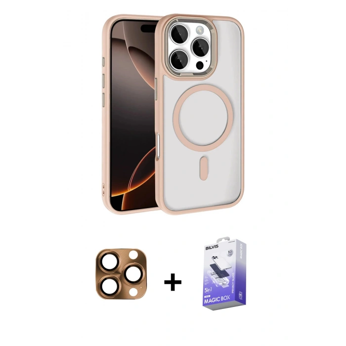 MARSİLYAN™- iPhone 16 Pro Max Kılıf Kıvılcım Prime - Siyah Bilvis 5in1 5D Magic Hayalet Cam Ekran Koruyucu + Pers Alüminyum Kamera Lens - CLTM