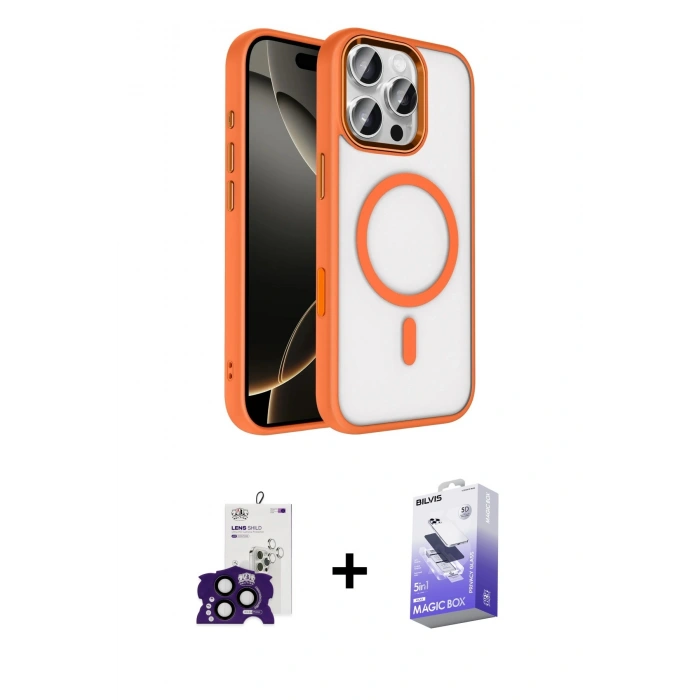 MARSİLYAN™- iPhone 16 Pro Max Kılıf Kıvılcım Prime - Siyah Bilvis 5in1 5D Magic Hayalet Cam Ekran Koruyucu + Bilvis Titan Kamera Lens - SH