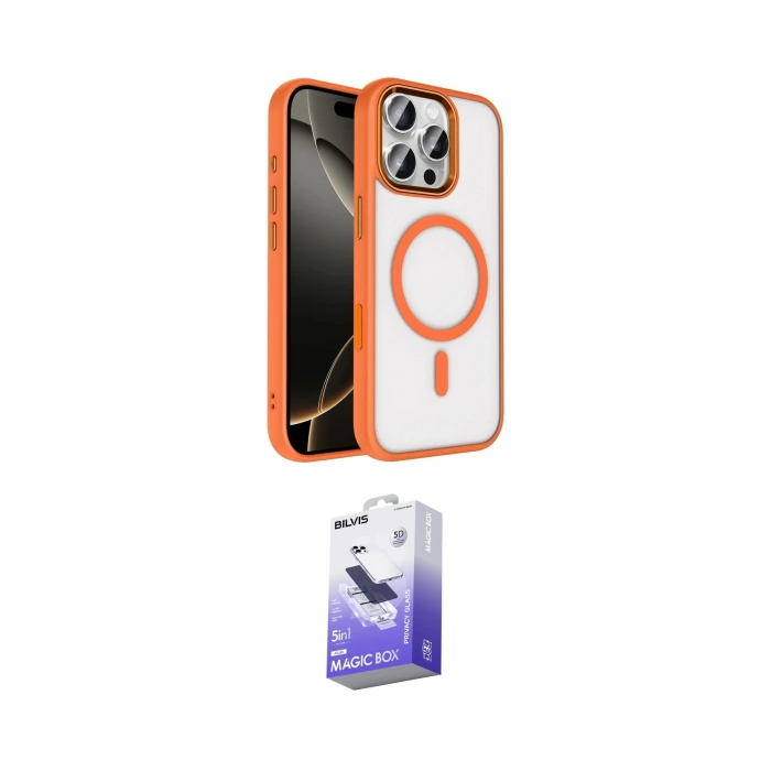MARSİLYAN™- iPhone 16 Pro Max Kılıf Kıvılcım Prime - Siyah Bilvis 5in1 5D Magic Hayalet Cam Ekran Koruyucu