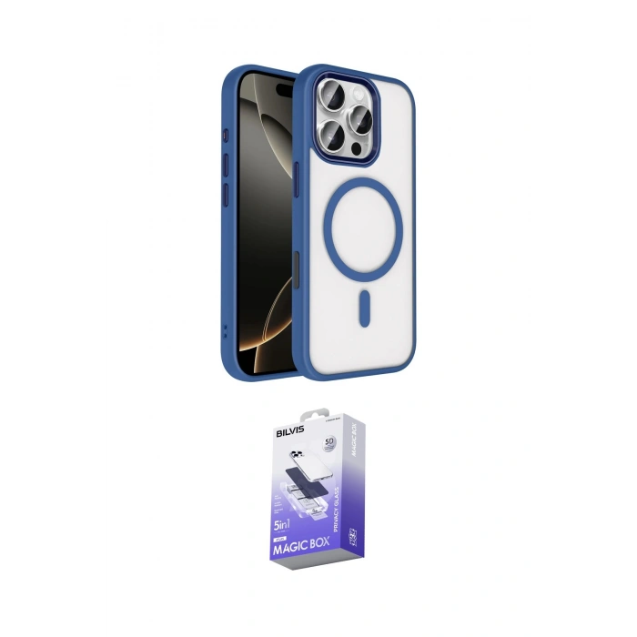 MARSİLYAN™- iPhone 16 Pro Max Kılıf Kıvılcım Prime - Siyah Bilvis 5in1 5D Magic Hayalet Cam Ekran Koruyucu