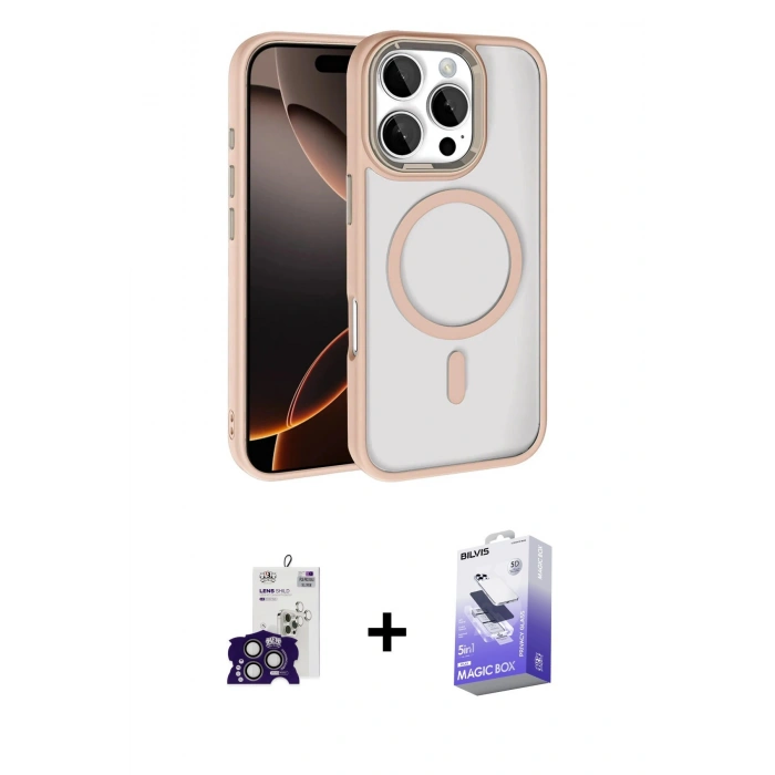 MARSİLYAN™- iPhone 16 Pro Max Kılıf Kıvılcım Prime - Siyah Bilvis 5in1 5D Magic Hayalet Cam Ekran Koruyucu + Bilvis Titan Kamera Lens - TMGI