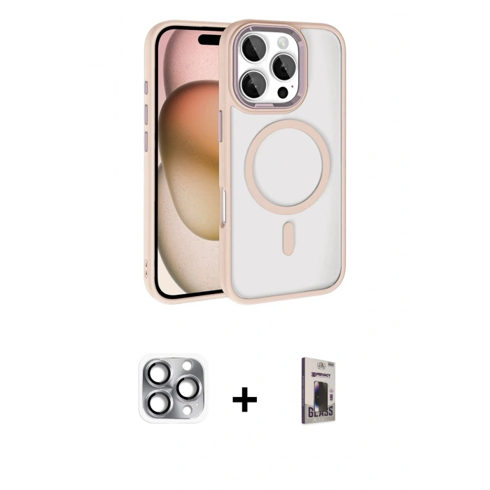 MARSİLYAN™- iPhone 16 Pro Max Kılıf Kıvılcım Prime - Siyah Bilvis Hayalet Cam Ekran Koruyucu + Pers Alüminyum Kamera Lens - GI