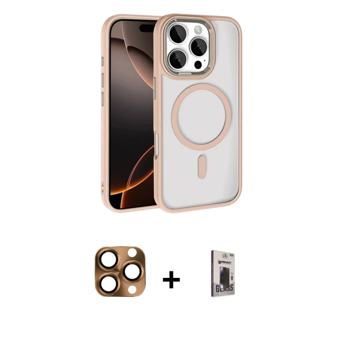 MARSİLYAN™- iPhone 16 Pro Max Kılıf Kıvılcım Prime - Siyah Bilvis Hayalet Cam Ekran Koruyucu + Pers Alüminyum Kamera Lens - CLTM