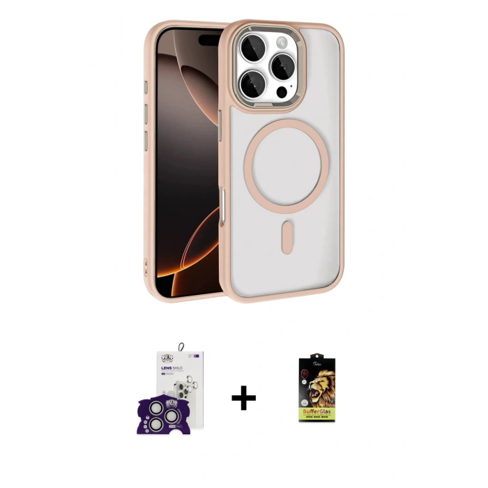 MARSİLYAN™- iPhone 16 Pro Max Kılıf Kıvılcım Prime - Siyah Buffer Cam Ekran Koruyucu + Bilvis Titan Kamera Lens - GS